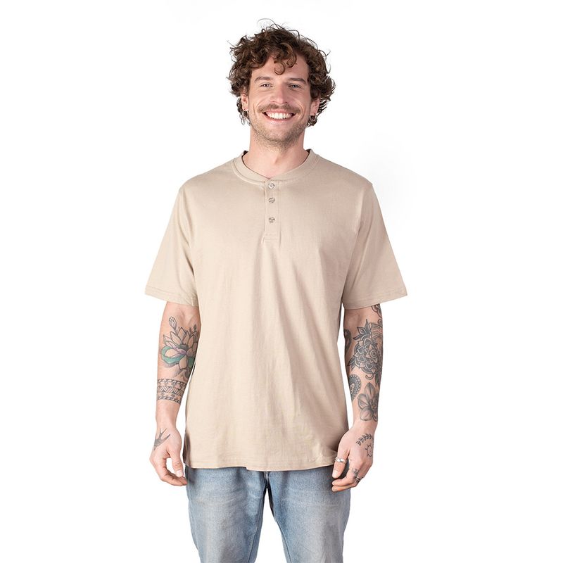 LENGA - Polera Molle Cuello Redondo con Botones Uvpro Hombre Lenga_.