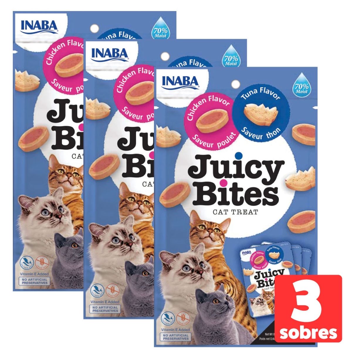 INABA - Snack Inaba Juicy Bites Sabor Atun y Pollo Para Gato