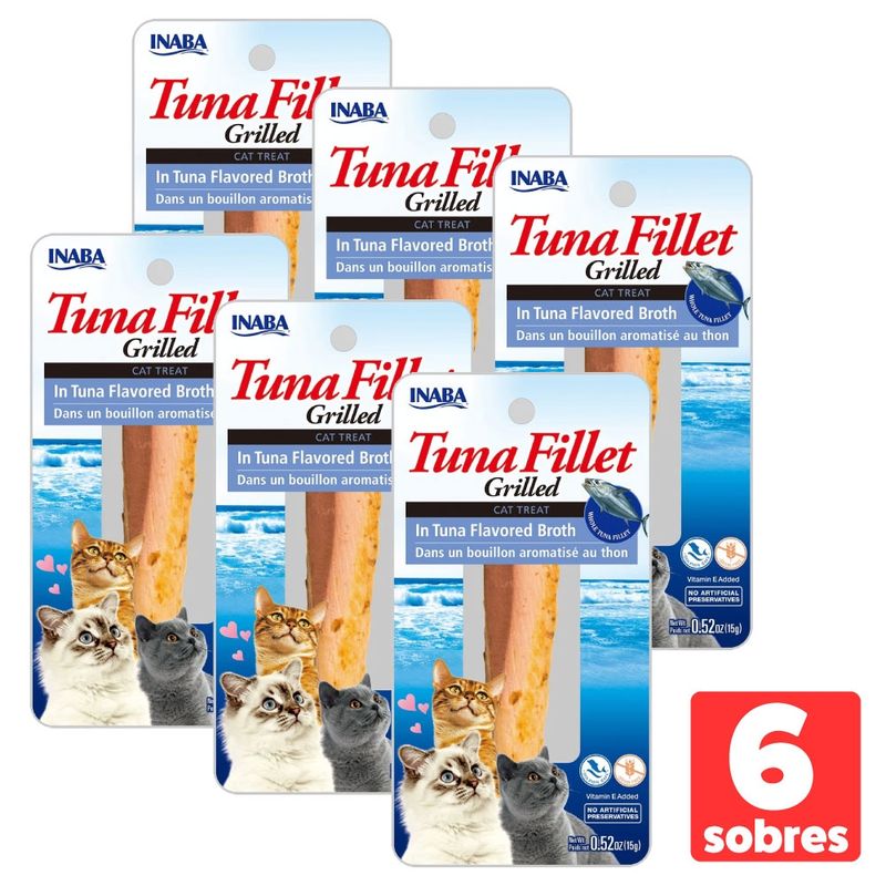 INABA - Snack Inaba Filete Grillado Atun, Pack x 6 Filetitos Gato