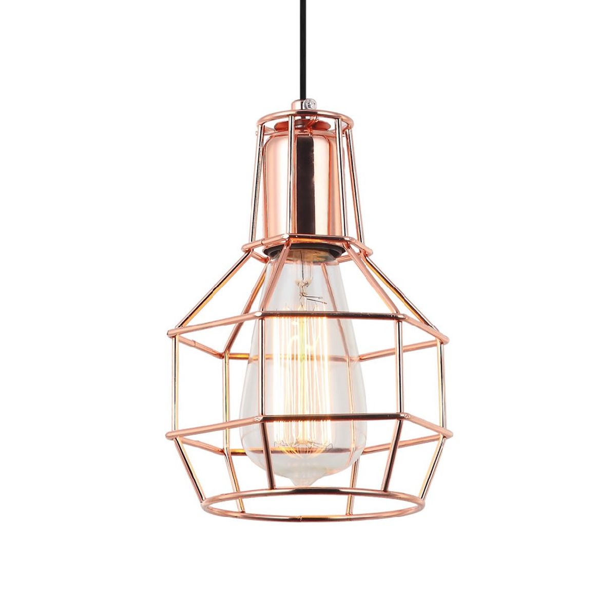GENERICO - Lámpara Colgante Jaula Hierro Azor Gold Rose