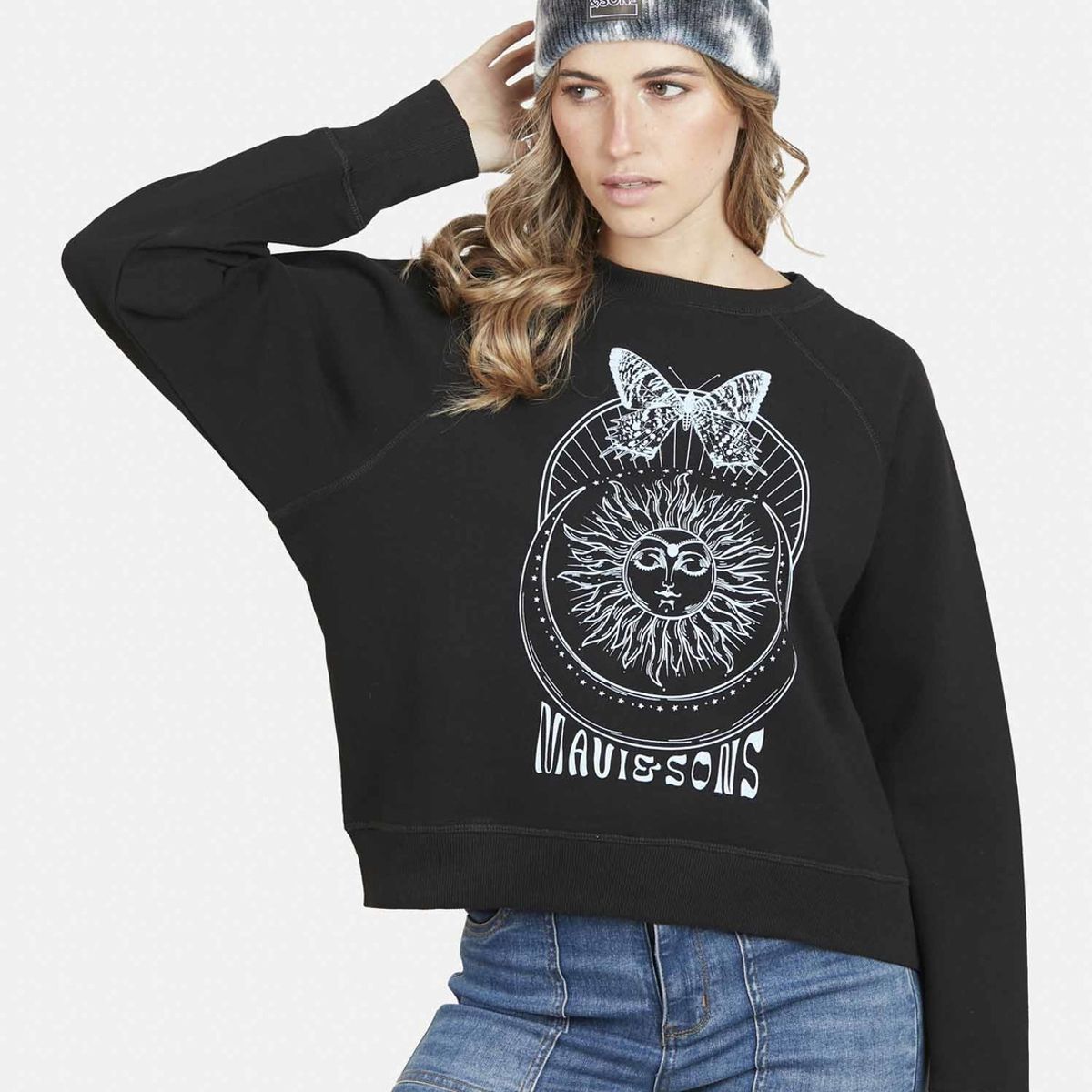 MAUI AND SONS - Poleron SUNFLY MAUI CREW Mujer Negro Maui and Sons