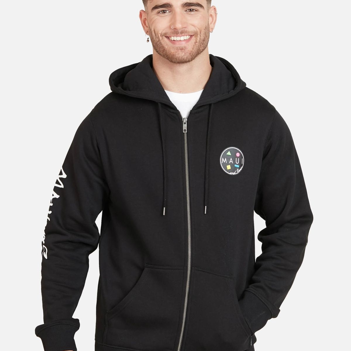 MAUI AND SONS - Poleron CALSSIC HOOD Hombre Negro Maui and Sons
