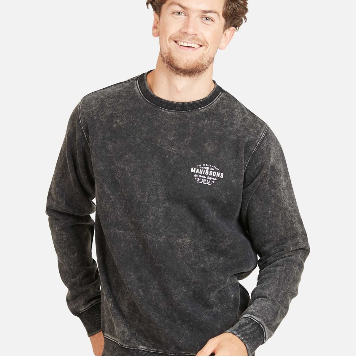 MAUI AND SONS - Poleron THE VENICE BEACH Hombre Negro Maui and Sons