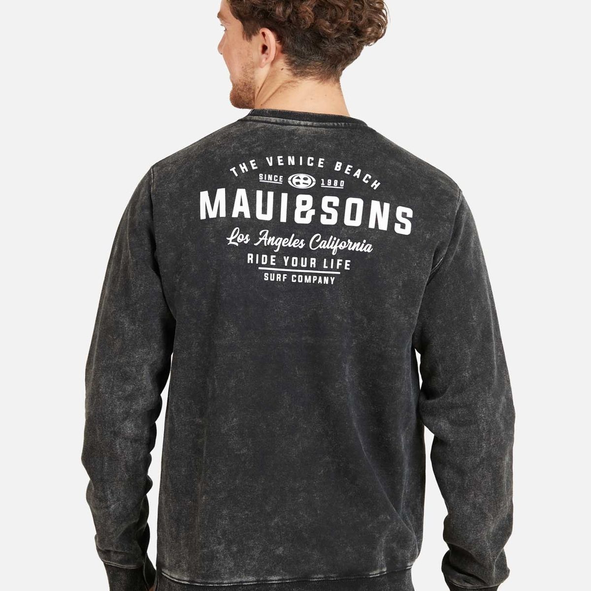 MAUI AND SONS - Poleron THE VENICE BEACH Hombre Negro Maui and Sons