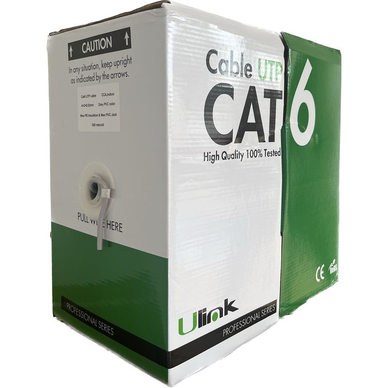 ULINK - Cable De Red Utp RJ45 Cat6 100 Mts 23 Awg Gris Excelente Calidad
