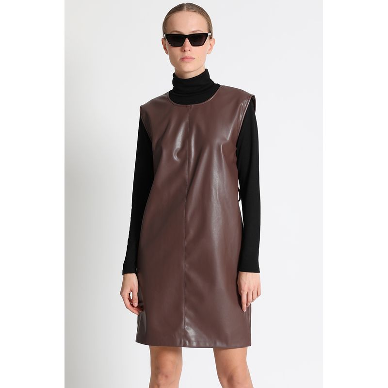 LIOLA - Vestido Efecto Piel Cafe Liola