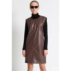 LIOLA - Vestido Efecto Piel Cafe
