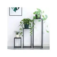 GENERICO - Set de 3 pedestales cuadrado negro 3 medidas S, M y L