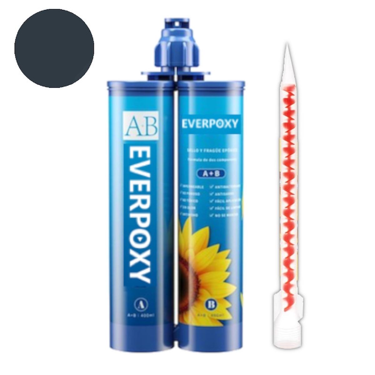 EVER GROUP - Frague y sello epóxico tubo 400 ml Ever Poxy Gris Oscuro.