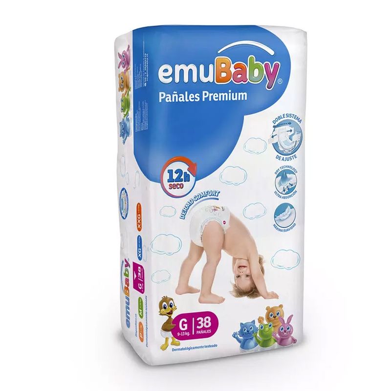 EMUBABY - Pañales Emubaby Premium - Talla G (g) - 38 Uds.