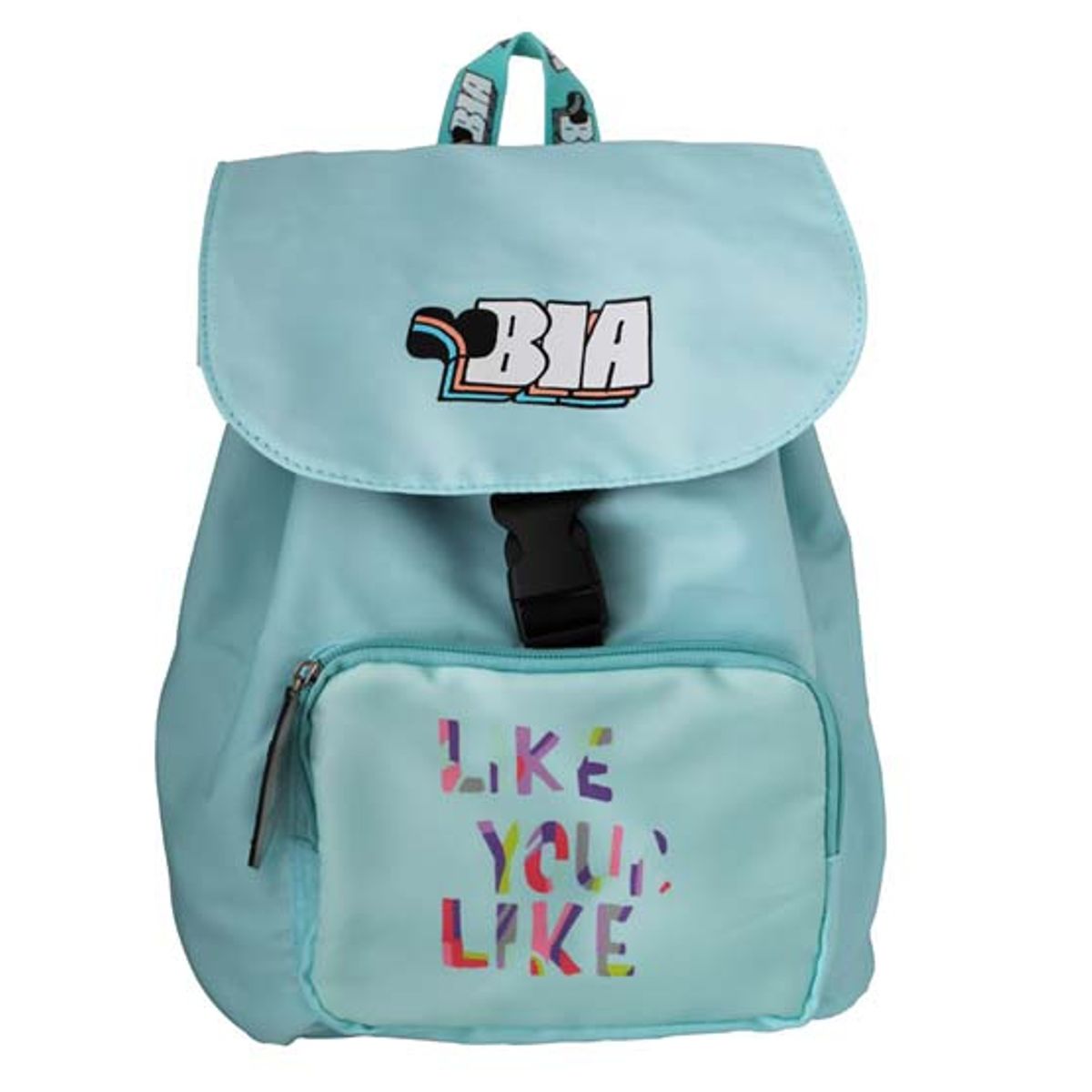 TITANIO - Bolso mochila celeste con broche