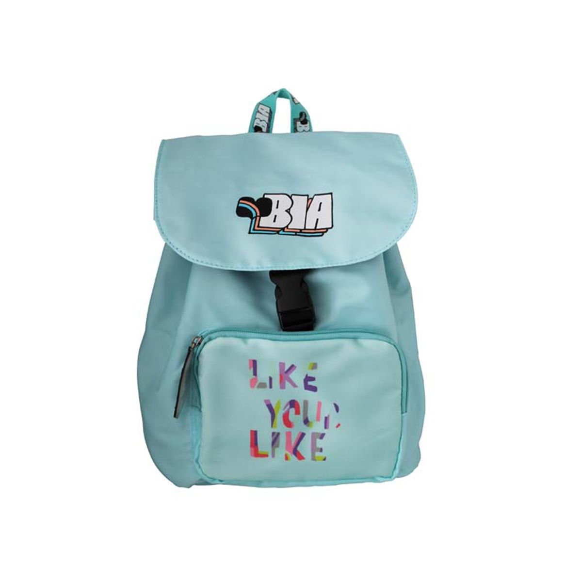 TITANIO - Bolso mochila celeste con broche