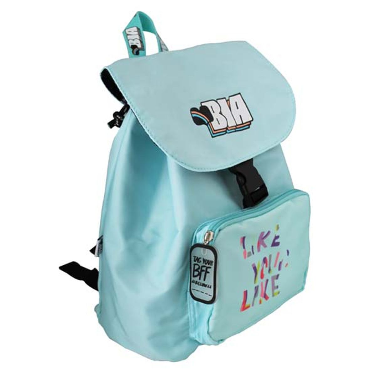 TITANIO - Bolso mochila celeste con broche