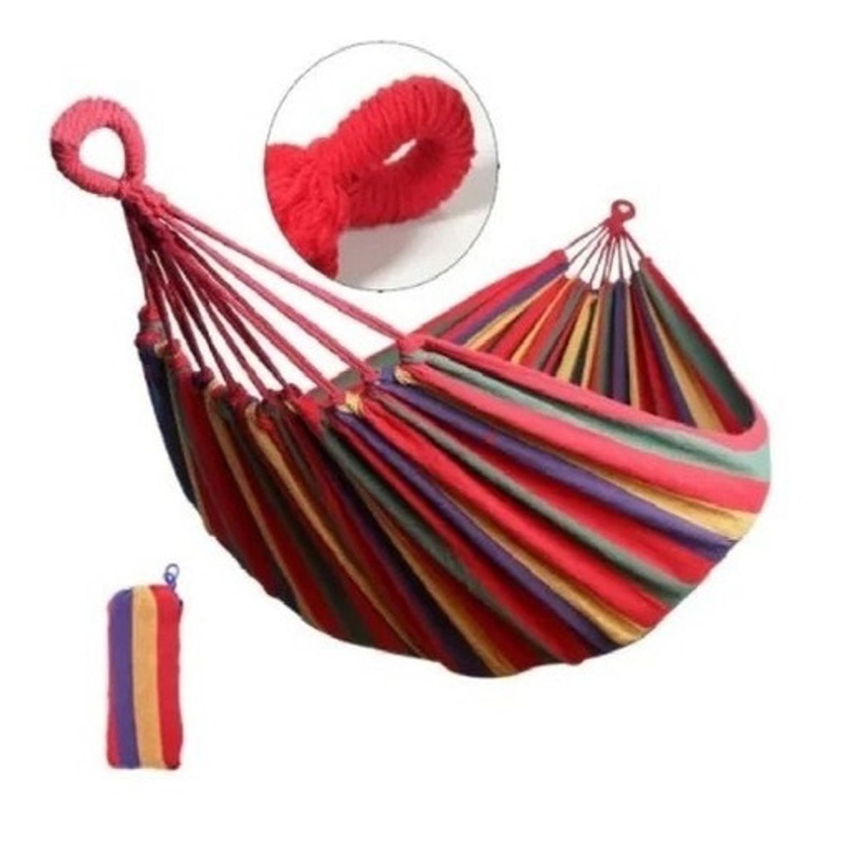 GENERICO - Hamaca 2 Plazas de Algodón Rojo – Capacidad Máx. 200 kg