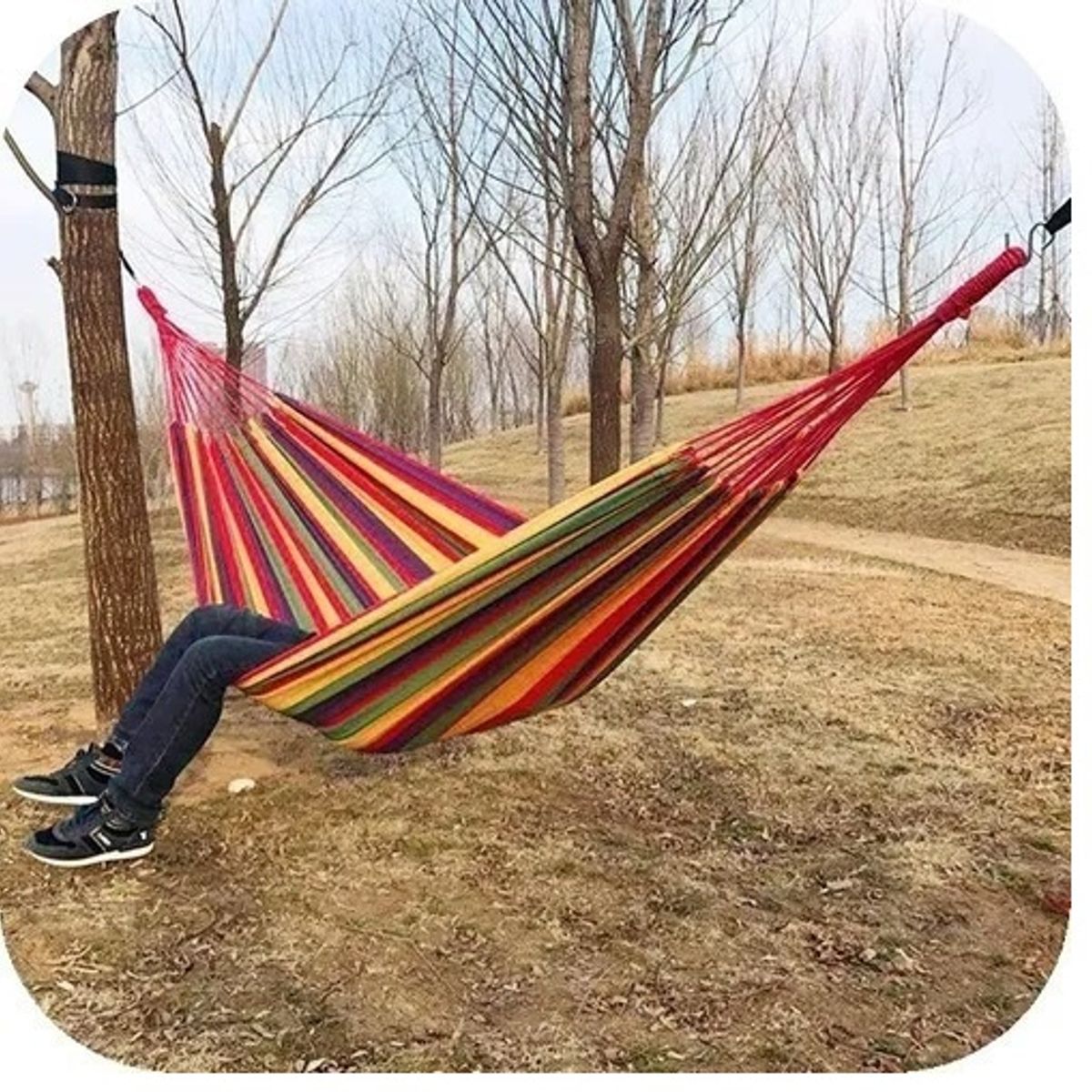 GENERICO - Hamaca 2 Plazas de Algodón Rojo – Capacidad Máx. 200 kg