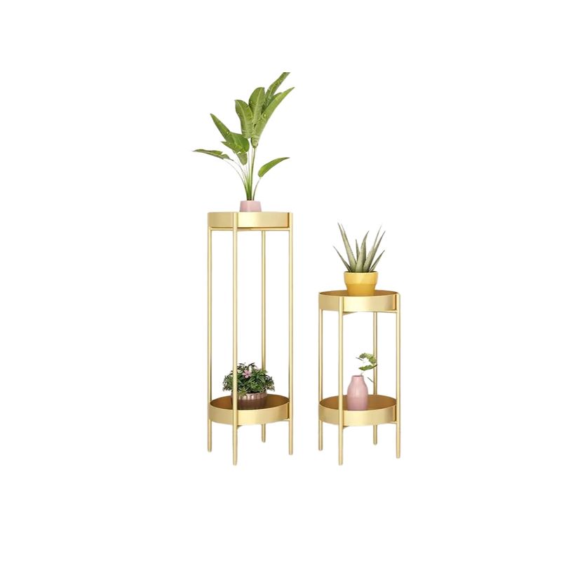 GENERICO - Set de 2 Pedestales para plantas redondo gold S y M