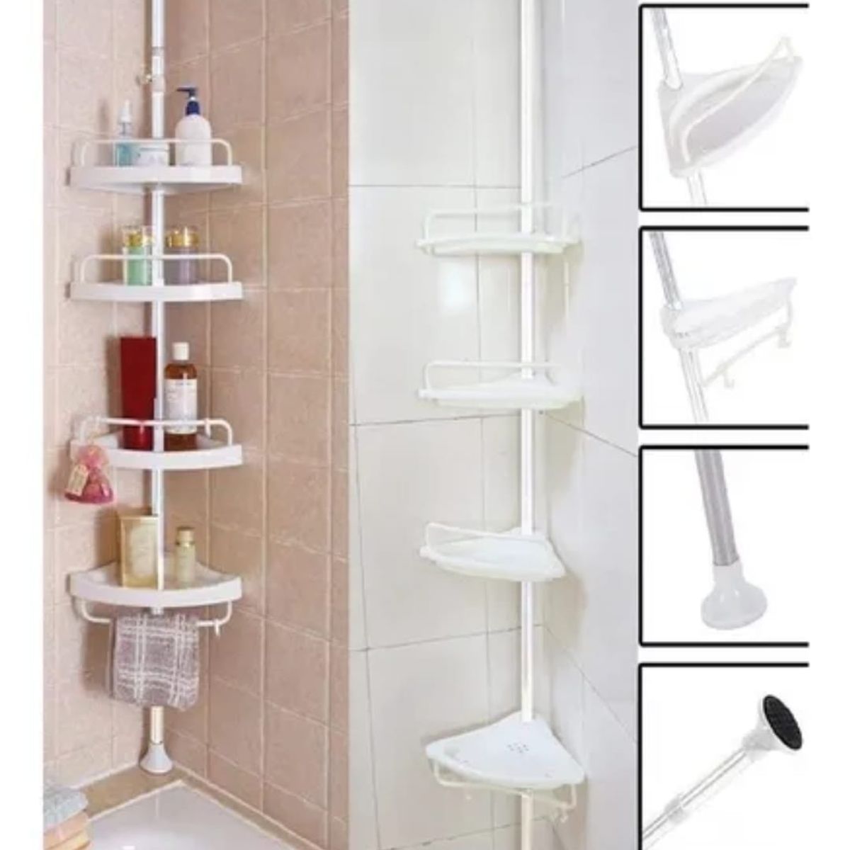 ANGELES DEL HOGAR - Esquinero De Ducha Multi-uso 4 Repisas Ajustable Organizador