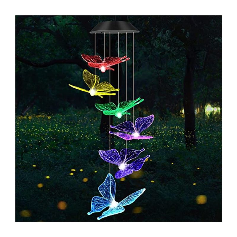 GENERICO - Colgante MARIPOSAS Solar Luz Led Multicolor Decoración Exterior