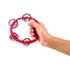 LUTHART - Pandero Niño/a 8 sonajas metálicas - Rojo - 9x3 cm.