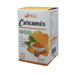 FNL - Curcumix : Curcuma + Pimienta + Jengibre + Vit C Caja 20 Sobres