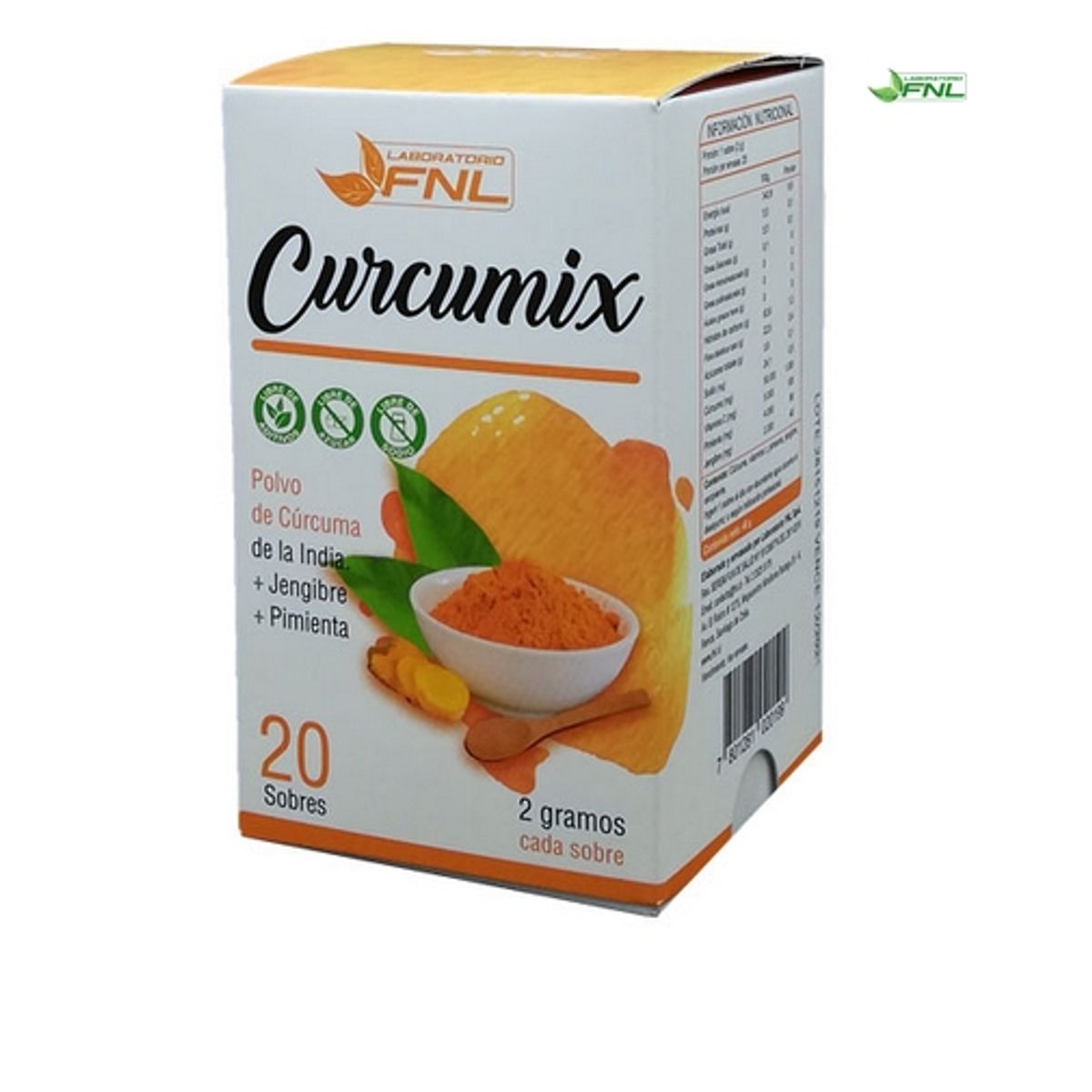 FNL - Curcumix : Curcuma + Pimienta + Jengibre + Vit C Fnl Caja 20 Sobres