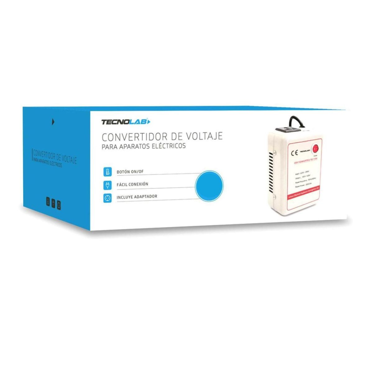 TECNOLAB - Convertidor Transformador Voltaje 220V A 110V 1000W Tecnolab