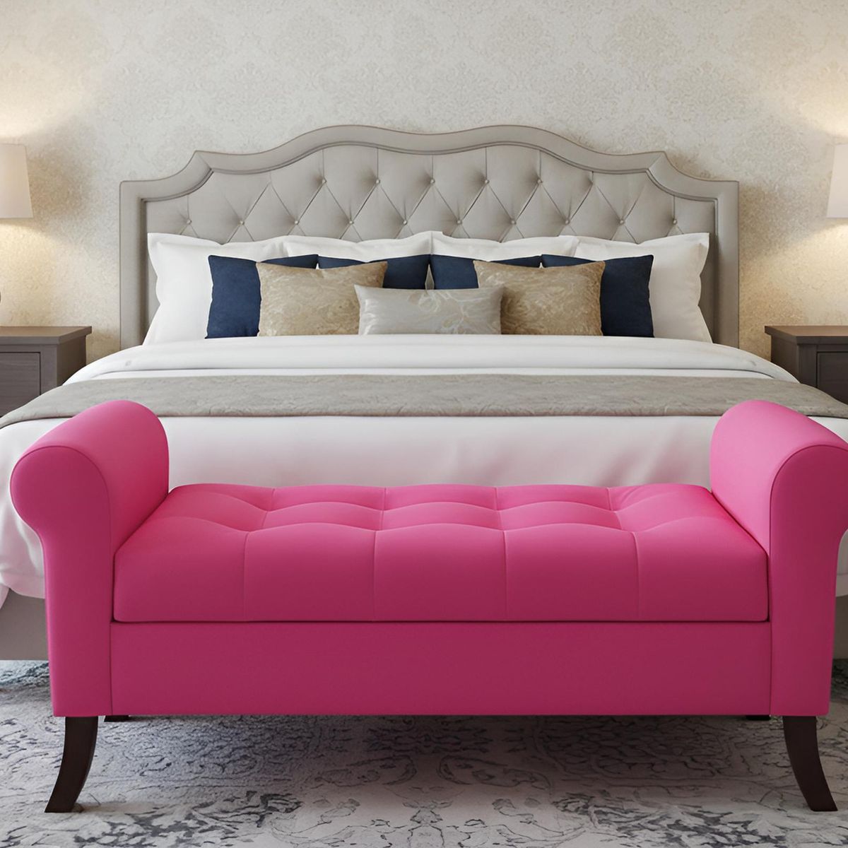 GENERICO - Banqueta Baúl New Alejandria Color Fucsia