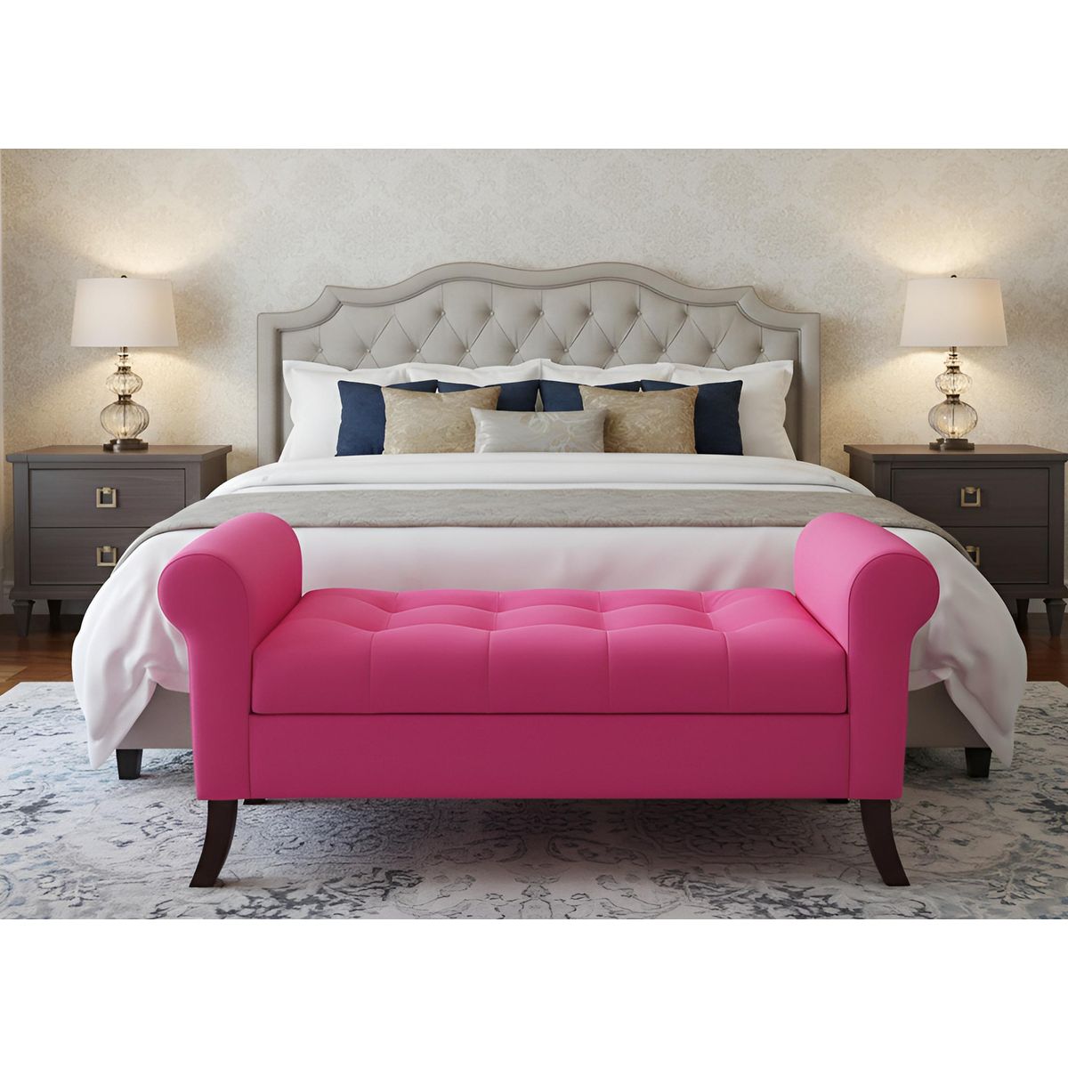 GENERICO - Banqueta Baúl New Alejandria Color Fucsia