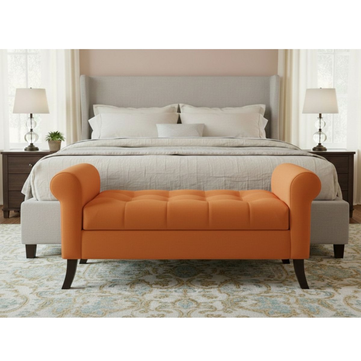 GENERICO - Banqueta Baúl New Alejandria Color Naranjo