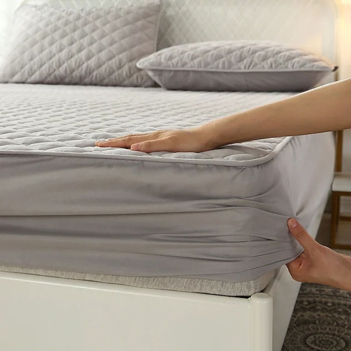 GENERICO - Cubre Colchón Impermeable 2 Plazas - Gris