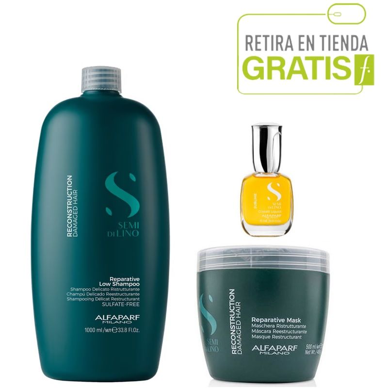 ALFAPARF MILANO - ALFAPARF Kit Shampoo XL+  Mascarilla Reconstrucción Cristal líquido