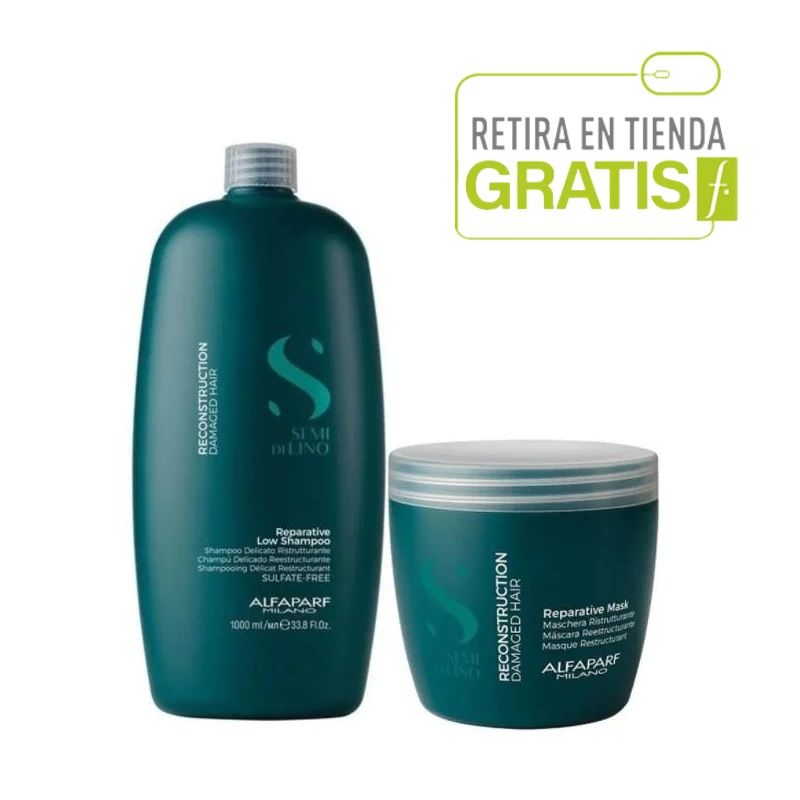 ALFAPARF MILANO - ALFAPARF Kit XL Shampoo+  Mascarilla Reconstrucción Semi di lino