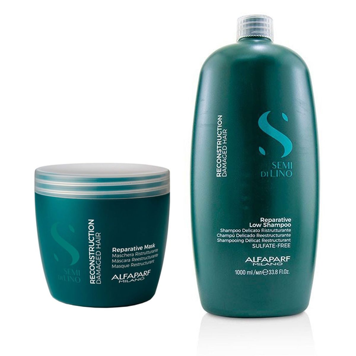 ALFAPARF MILANO - ALFAPARF Kit XL Shampoo+  Mascarilla Reconstrucción Semi di lino