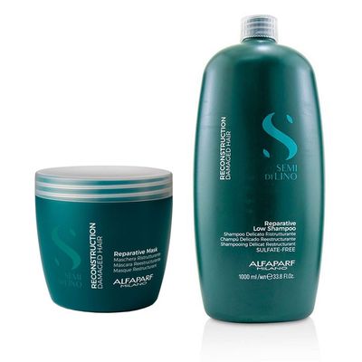 Imagen 2 del producto ALFAPARF Kit XL Shampoo+ Mascarilla Reconstrucción Semi di lino