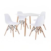 Comedor Mesa Eames Cuadrada Blanca + 4 Sillas Eames Blancas