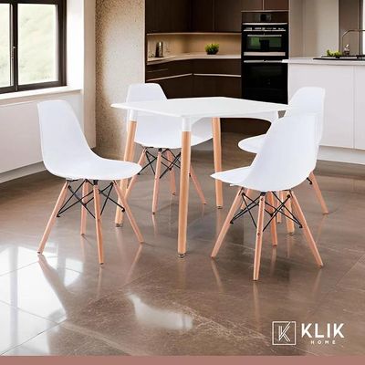 Imagen 2 del producto Comedor Mesa Eames Cuadrada Blanca + 4 Sillas Eames Blancas