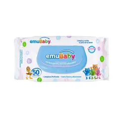 EMUBABY - Toallas Humedas Premium Con Tapa 50 Unidades
