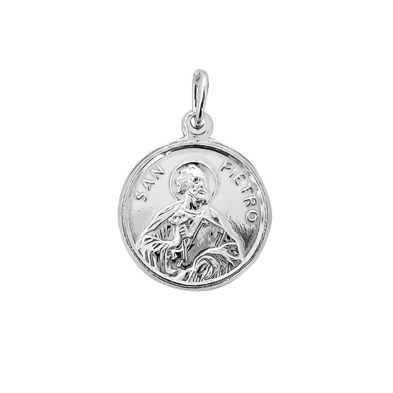ANDREA COGGIOLA JOYAS - Colgante Medalla San Pedro 19mm Plata Fina 925