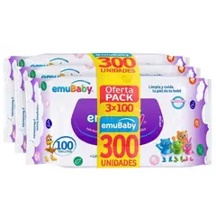 EMUBABY - Toallas Húmedas - Tripack - 300 Unidades