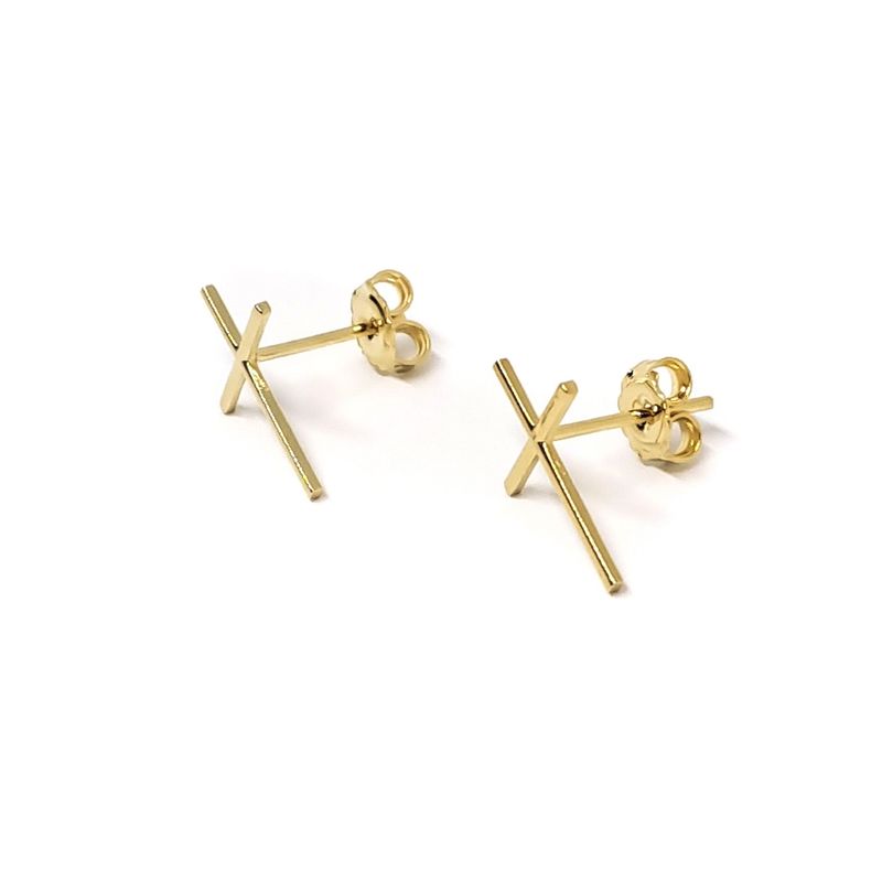 ANDREA COGGIOLA JOYAS - Aros Cruz Enchapado Oro 18K