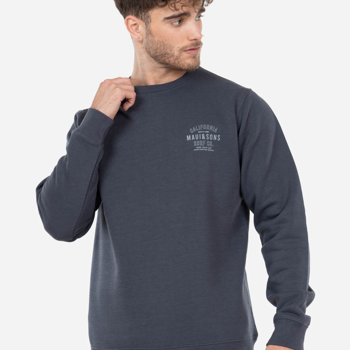 MAUI AND SONS - Poleron RIDE YOUR LIFE Hombre Gris Maui and Sons