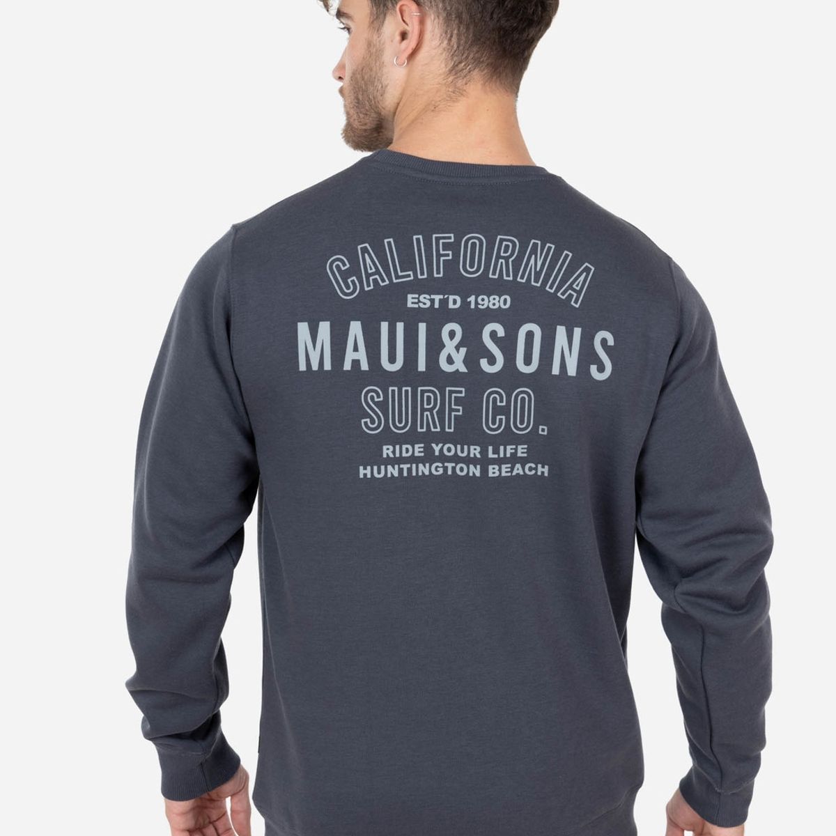 MAUI AND SONS - Poleron RIDE YOUR LIFE Hombre Gris Maui and Sons