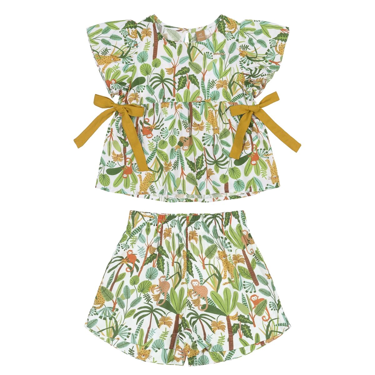 UP BABY - Conjunto Safari Blusa y Shorts Multicolor Verde Up Baby
