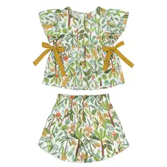 UP BABY - Conjunto Safari Blusa y Shorts Multicolor Verde