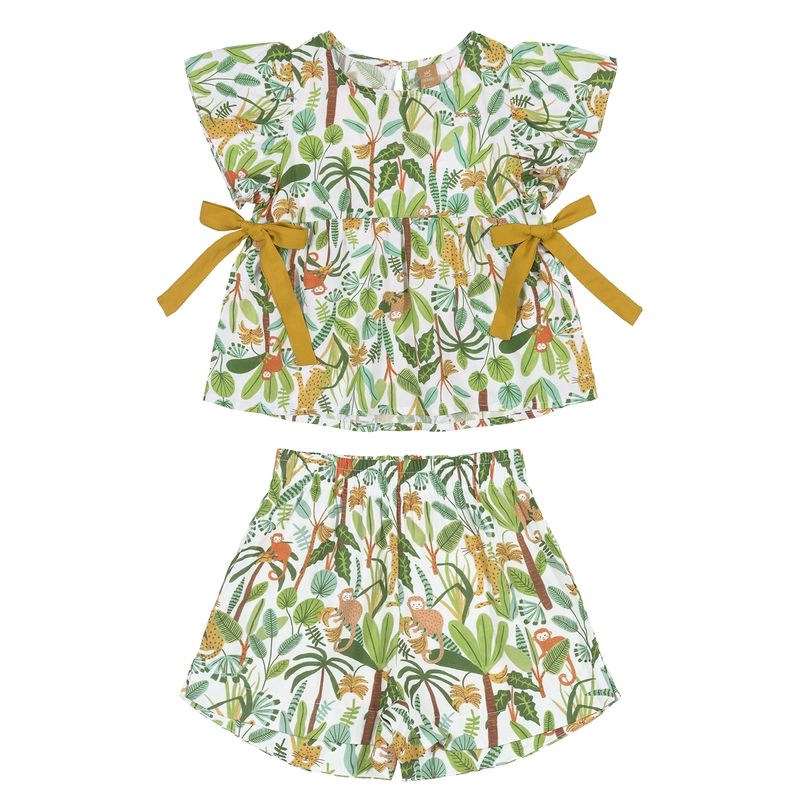 UP BABY - Conjunto Safari Blusa y Shorts Multicolor Verde Up Baby