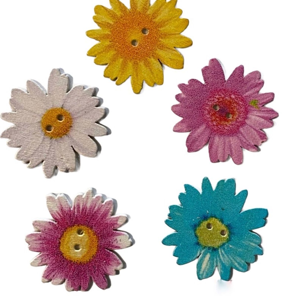 GENERICO - Set botones Madera 10 Unidades Pétalos grandes