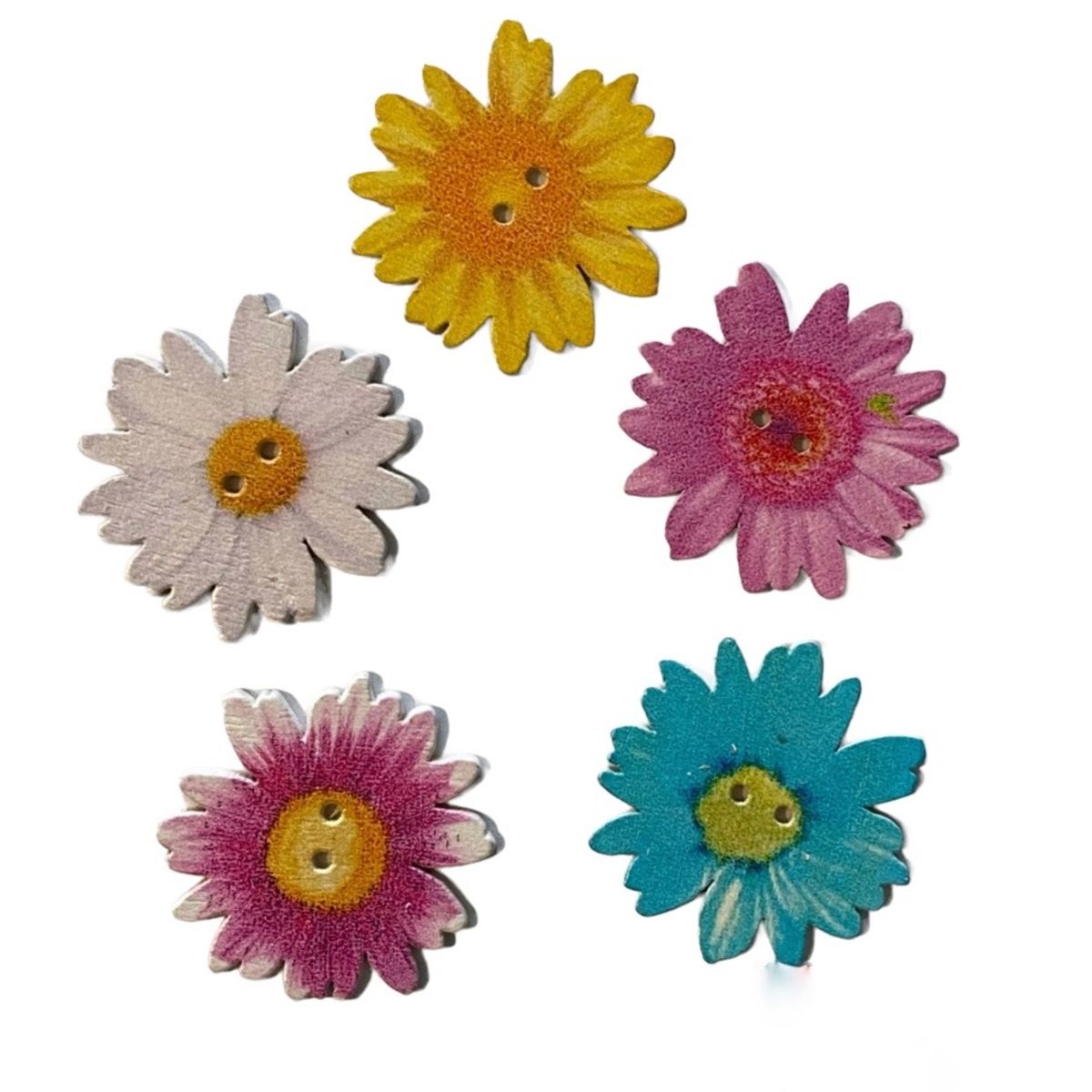 GENERICO - Set botones Madera 10 Unidades Pétalos grandes