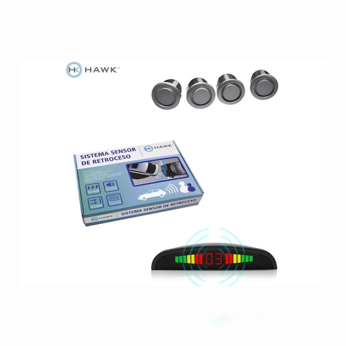 GENERICO - Sensor de retroceso automovil gris plata