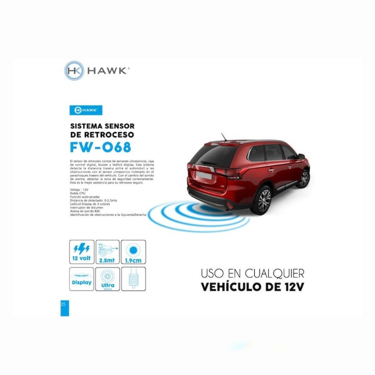 GENERICO - Sensor de retroceso automovil gris plata