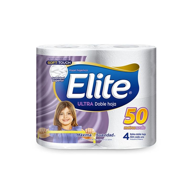 ELITE - Elite Papel Higiénico Ultra Doble Hoja 4 Unid. 50 Metros C/u